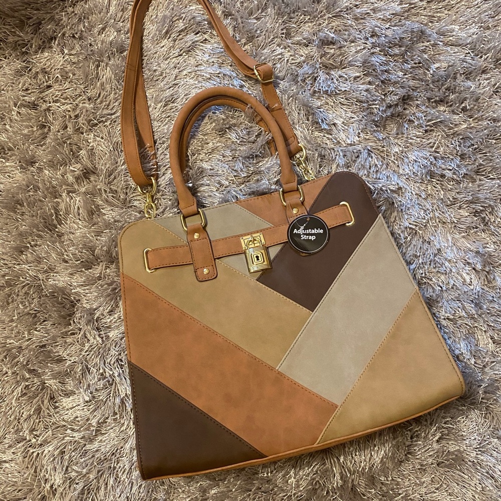 Brown Suede Patchwork Purse